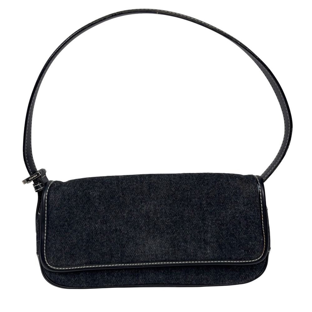 VTG Wool Baguette Y2K Nine West Women Small Shoulder Bag Charcoal Gray Retro